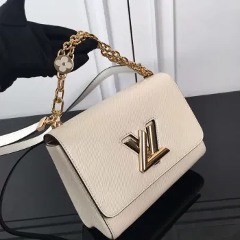 LV M59403 Louis Vuitton Twist MM Epi White Grained Leather
