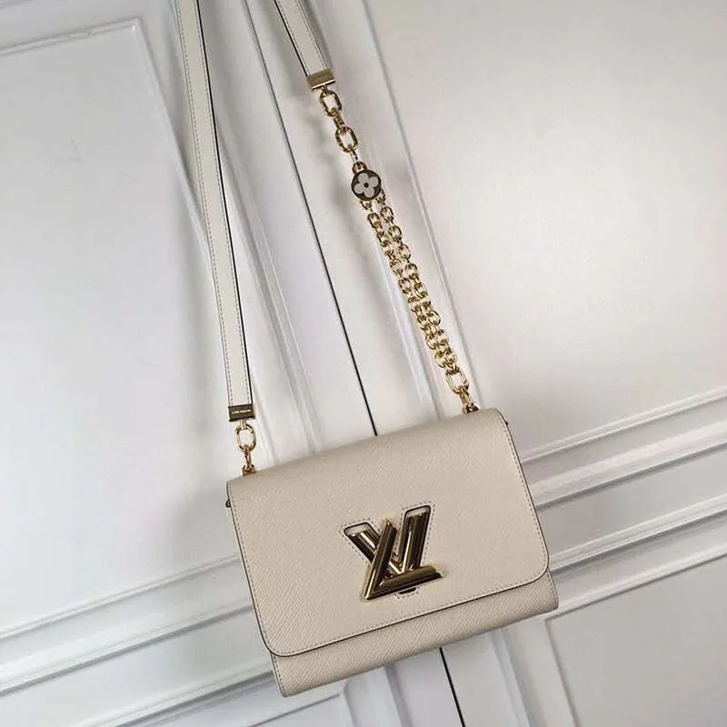 LV M59403 Louis Vuitton Twist MM Epi White Grained Leather