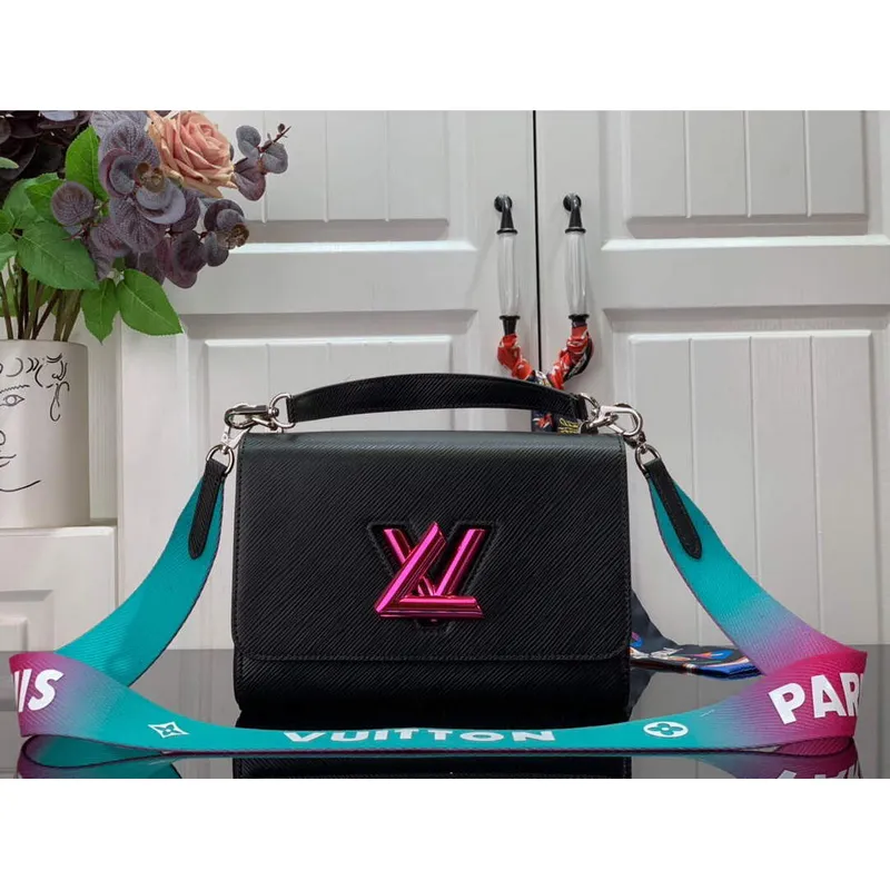 LV M59416 Louis Vuitton Twist MM Epi leather Handbag Black
