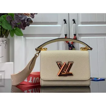 LV M59687 Louis Vuitton Twist PM Epi leather Handbag Quartz White