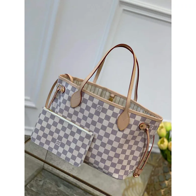 Louis Vuitton LV N41362 Neverfull PM Damier Azur Beige