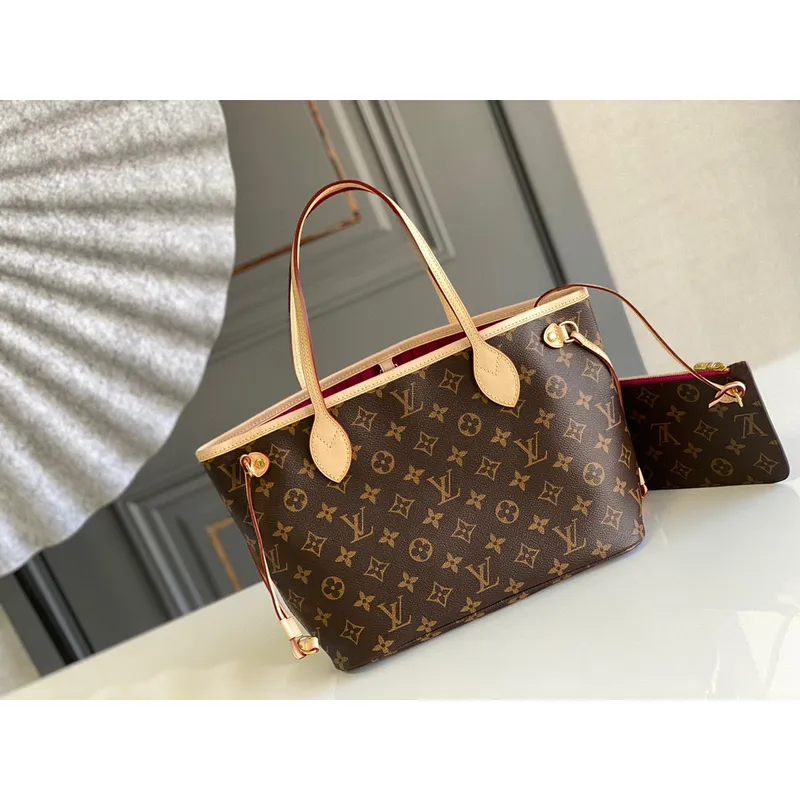 Louis Vuitton LV M41245 Neverfull PM Monogram Canvas Plum