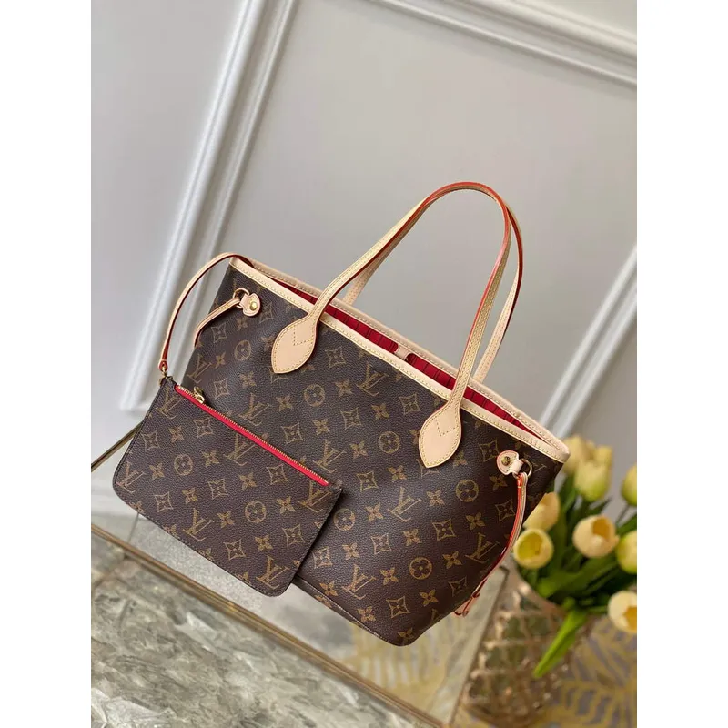 Louis Vuitton LV M41001 Neverfull PM Monogram Canvas Red