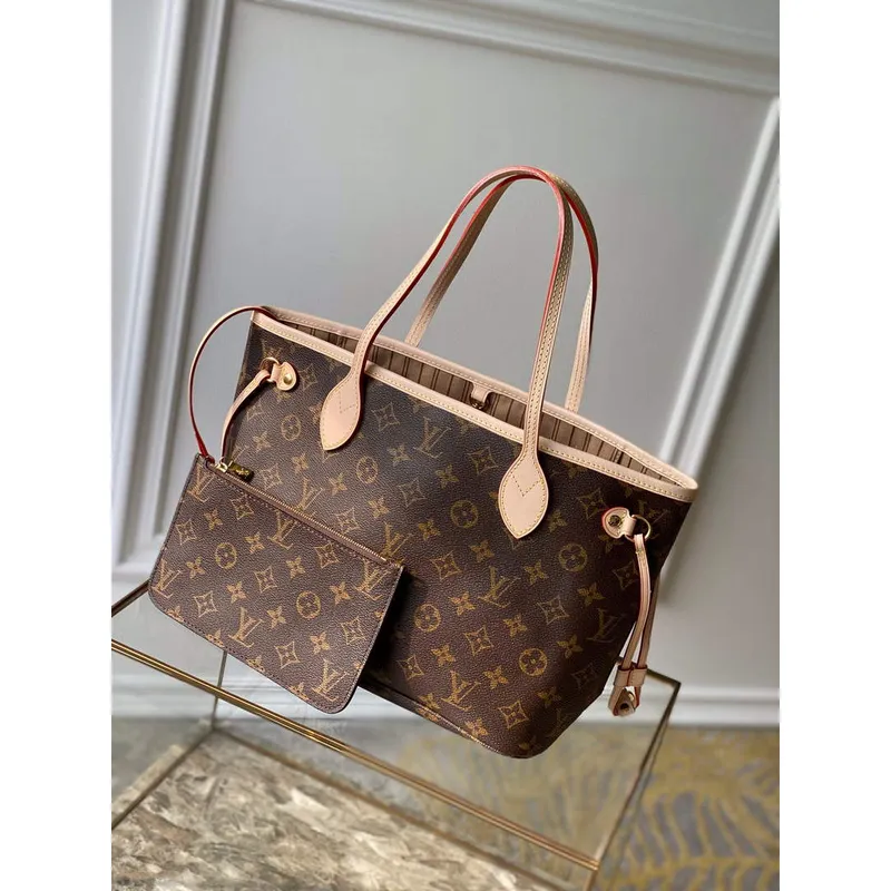 Louis Vuitton LV M41000 Neverfull PM Monogram Canvas Beige