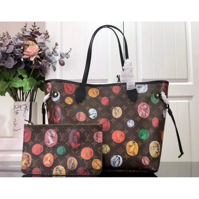 Louis Vuitton LV M45923 Neverfull MM Monogram Cameo printed canvas
