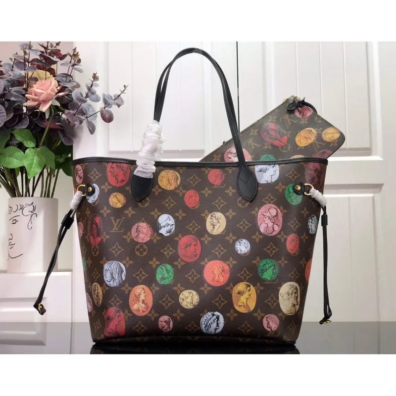 Louis Vuitton LV M45923 Neverfull MM Monogram Cameo printed canvas