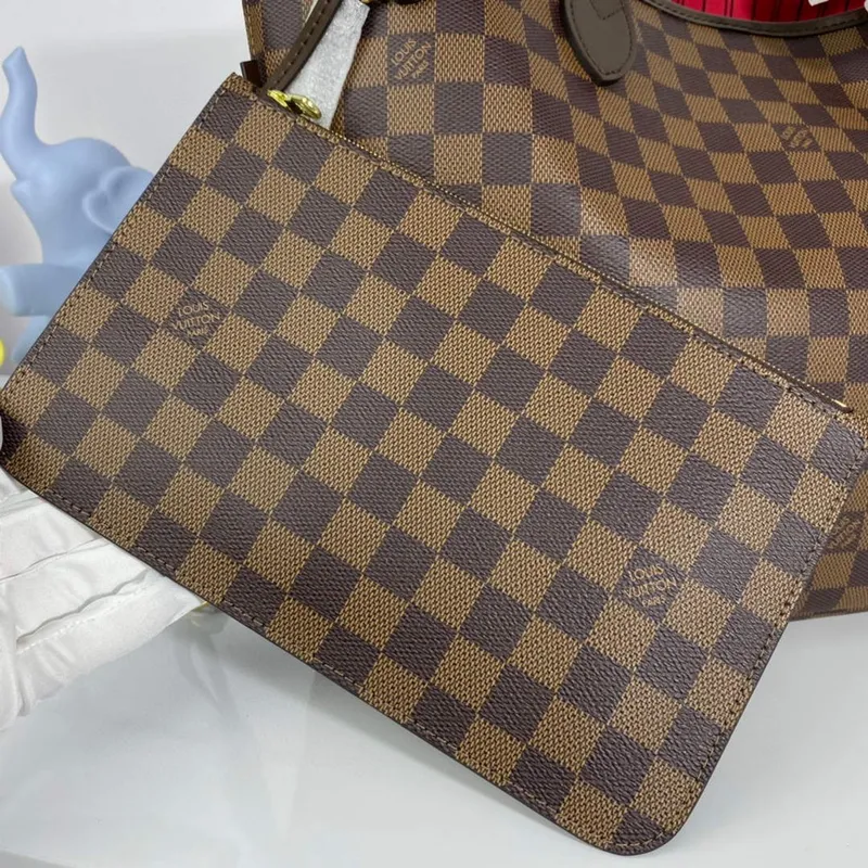 Louis Vuitton LV N41358 Neverfull MM Damier Ebene Cerise Red