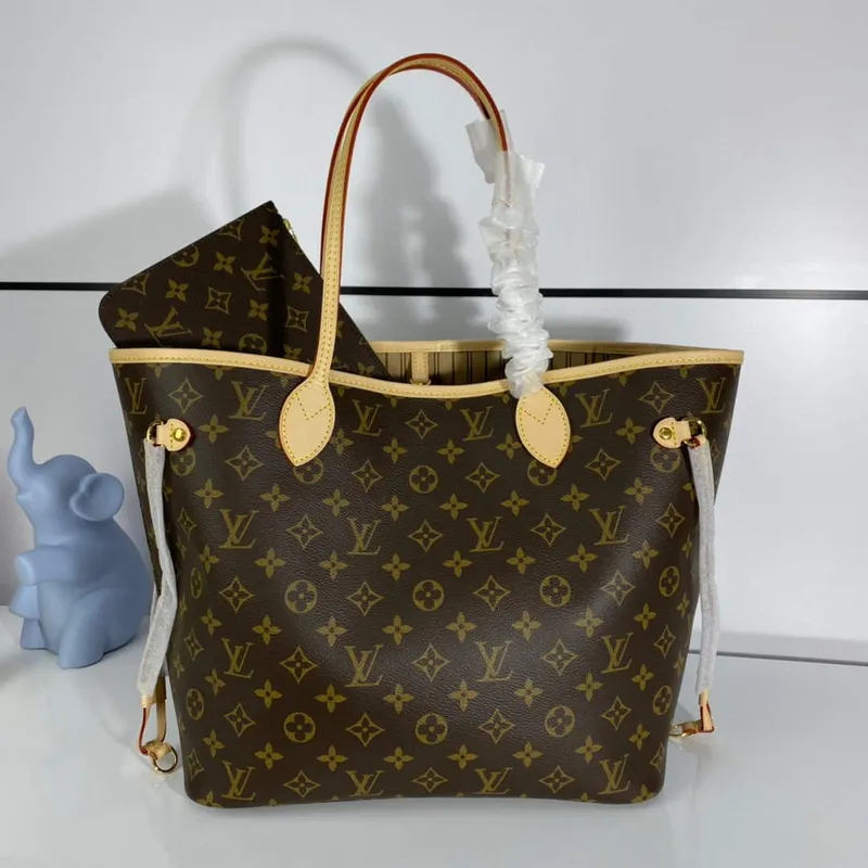 Louis Vuitton LV M40995 Neverfull MM Monogram Canvas Beige