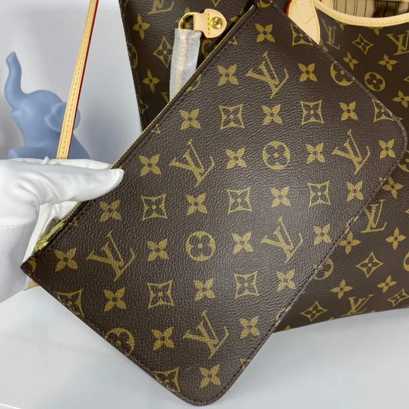 Louis Vuitton LV M40995 Neverfull MM Monogram Canvas Beige