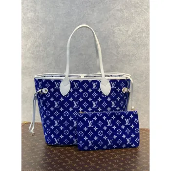 Louis Vuitton LV M46220 Neverfull MM Tote Bag Blue