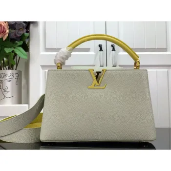 LV M48865 Louis Vuitton Capucines Mini BB Handbag M59468 Snow White and Cedrat