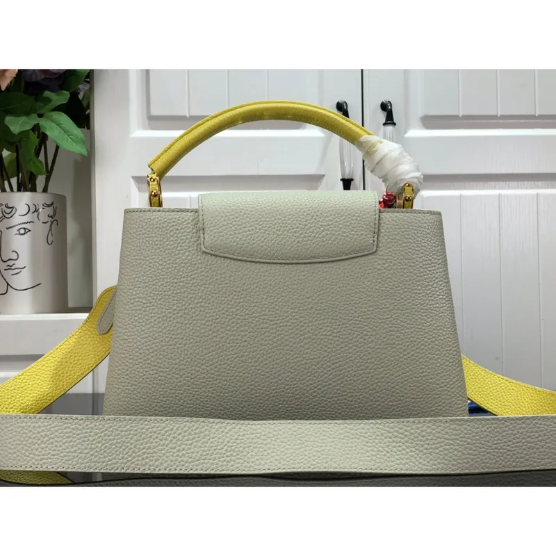 LV M48865 Louis Vuitton Capucines Mini BB Handbag M59468 Snow White and Cedrat