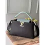 LV M57523 Louis Vuitton Capucines MM Handbag Black and Blue