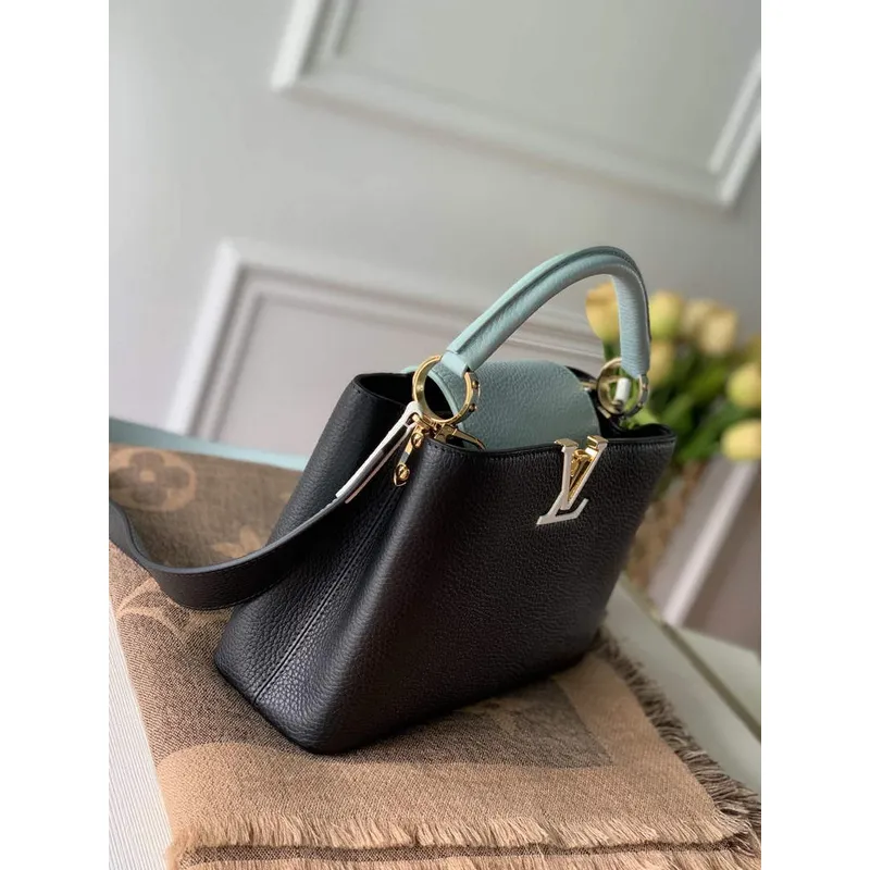 LV M57523 Louis Vuitton Capucines BB Handbag Black and Blue