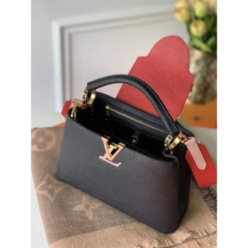 LV M57518 Louis Vuitton Capucines MM Handbag Black and Red