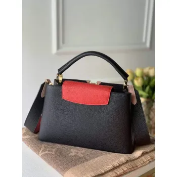 LV M57518 Louis Vuitton Capucines MM Handbag Black and Red