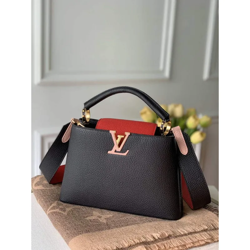 LV M57518 Louis Vuitton Capucines BB Handbag Black and Red