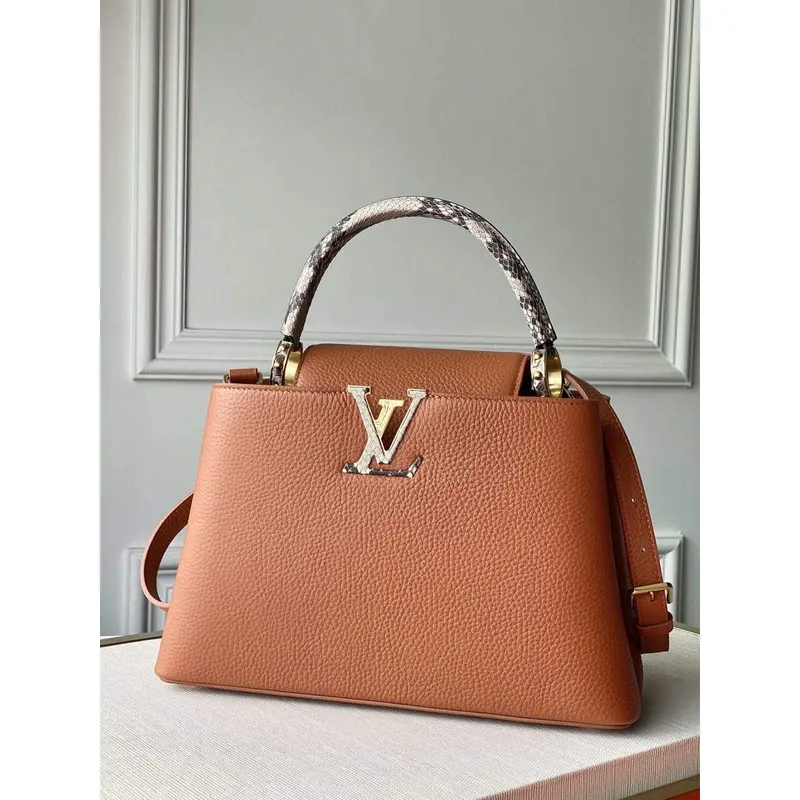 LV N97980 Louis Vuitton Capucines MM Bag Brown