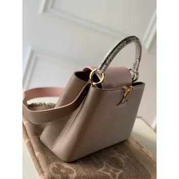 LV M57540 Louis Vuitton Capucines MM Bags M57903 Grey and Pink