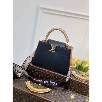 LV M58607 Louis Vuitton Capucines BB Handbag Black Apricot