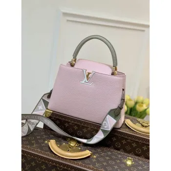 LV M59060 Louis Vuitton Capucines MM Handbag Rose Beige