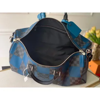 LV N40410 Louis Vuitton Keepall Bandouliere 50 Travel Bag Blue