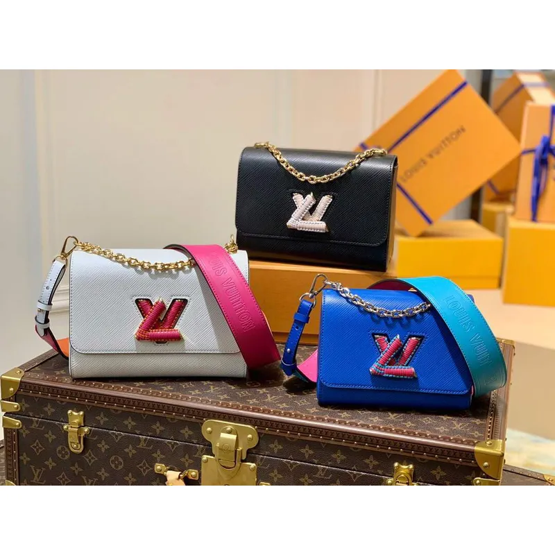 LV M57669 Louis Vuitton Twist MM Epi Handbag M57666 M57667 Blue