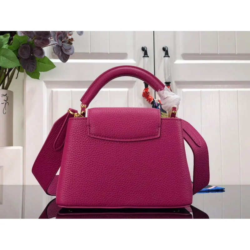 LV M56071 Louis Vuitton Capucines Mini Handbag Deep Rose