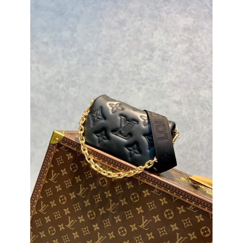 LV M81398 Louis Vuitton Wallet On Strap Bubblegram Black