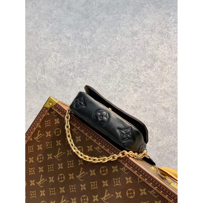 LV M81398 Louis Vuitton Wallet On Strap Bubblegram Black