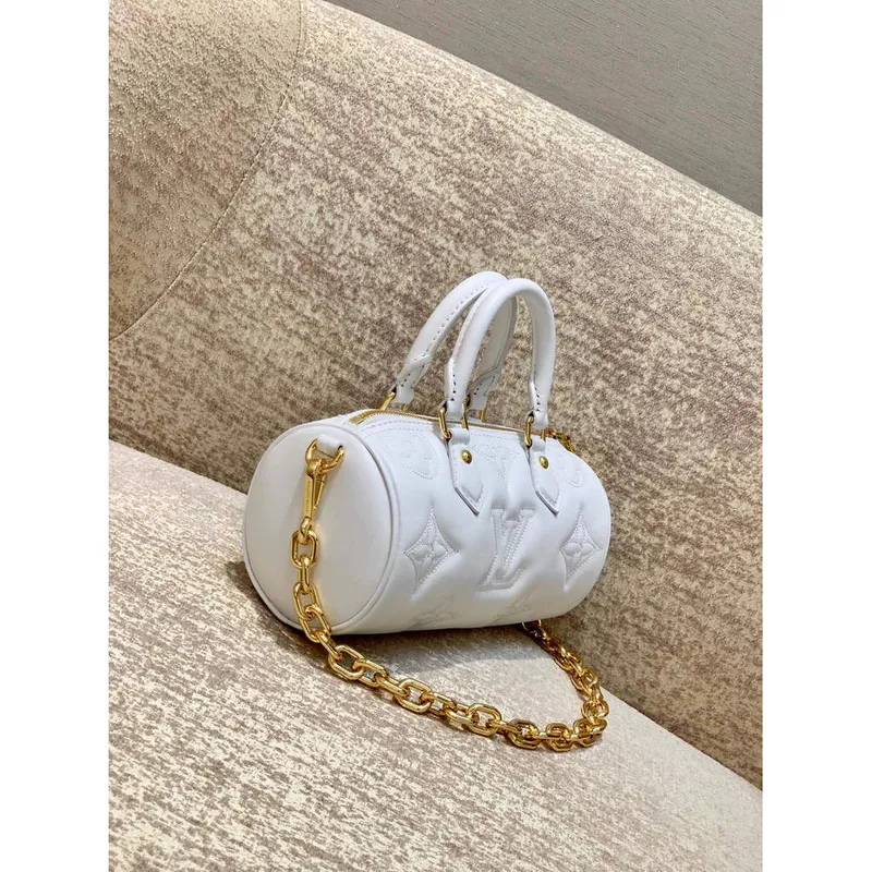 LV M59827 Louis Vuitton Papillon BB Handbag Snow White