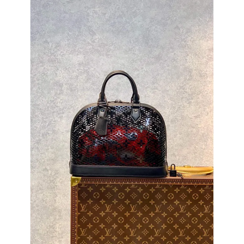LV M20355 Louis Vuitton Alma PM Handbag Patent Calfskin Black
