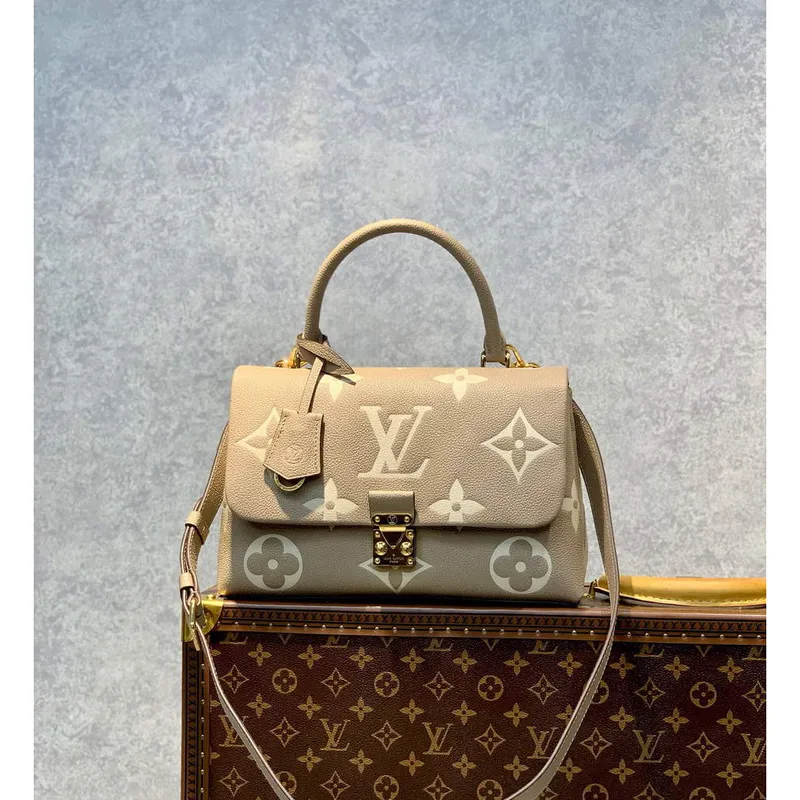 LV M46041 Louis Vuitton Madeleine MM Handbag Embossed Grained Cowhide Leather