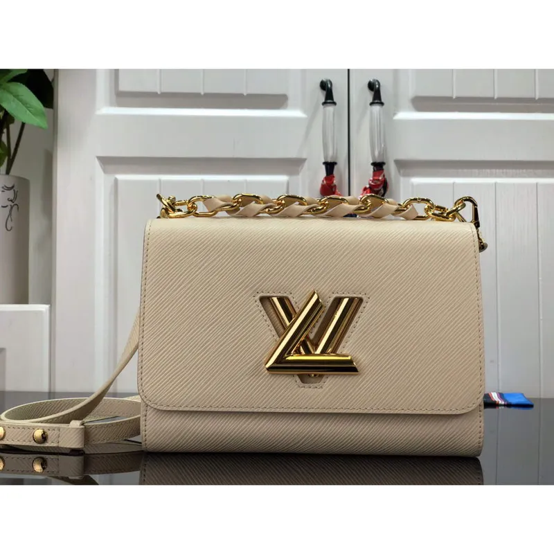 LV M53754 Louis Vuitton Twist MM Epi Grained Cowhide Leather Quartz White