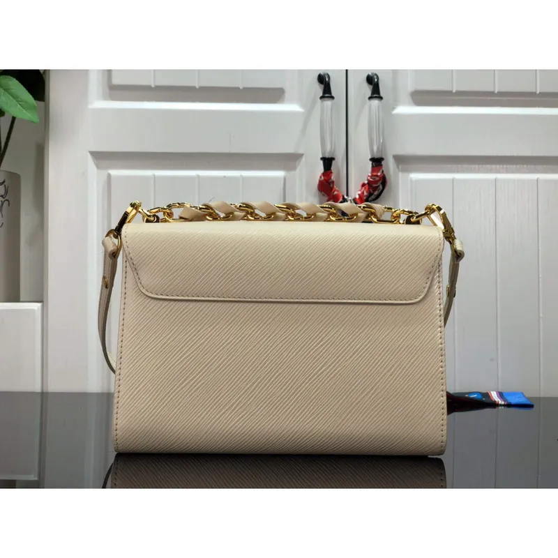 LV M53754 Louis Vuitton Twist MM Epi Grained Cowhide Leather Quartz White