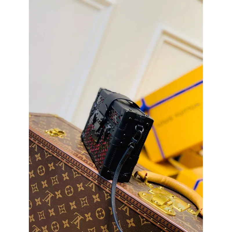 LV M20353 Louis Vuitton Petite Malle Handbag Black
