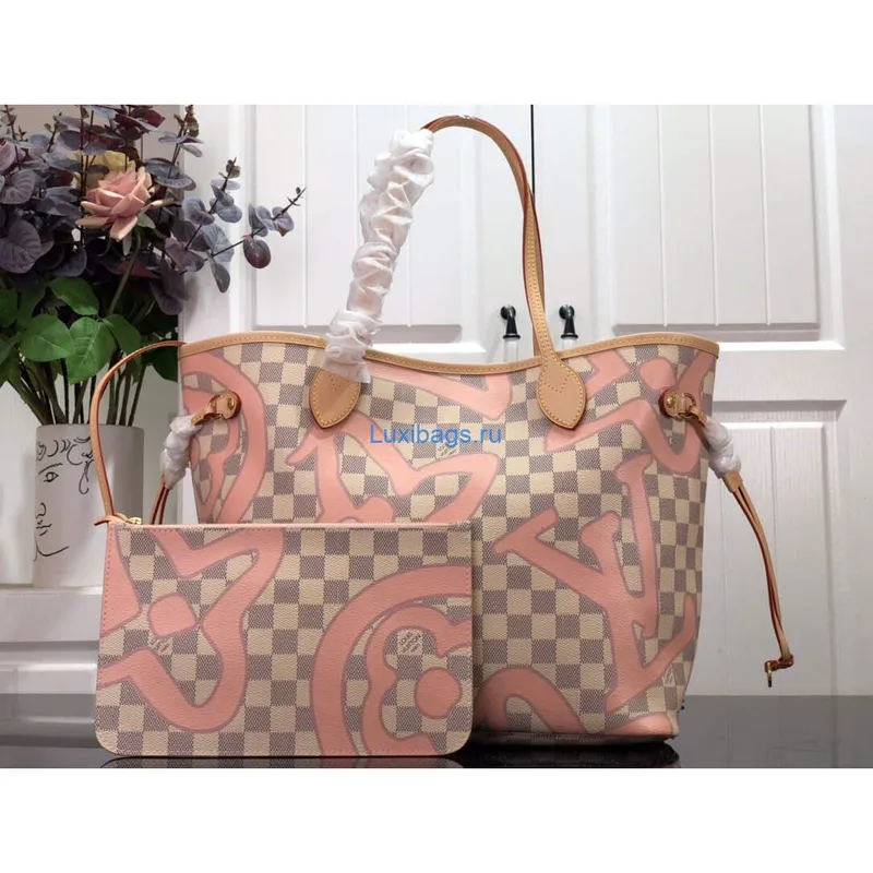 LV N41050 Louis Vuitton Neverfull MM Tote Bag Pink