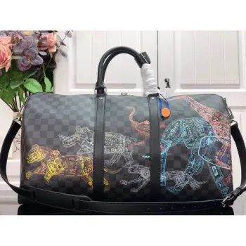 LV N45281 Louis Vuitton Keepall 50B Travel Bag Black