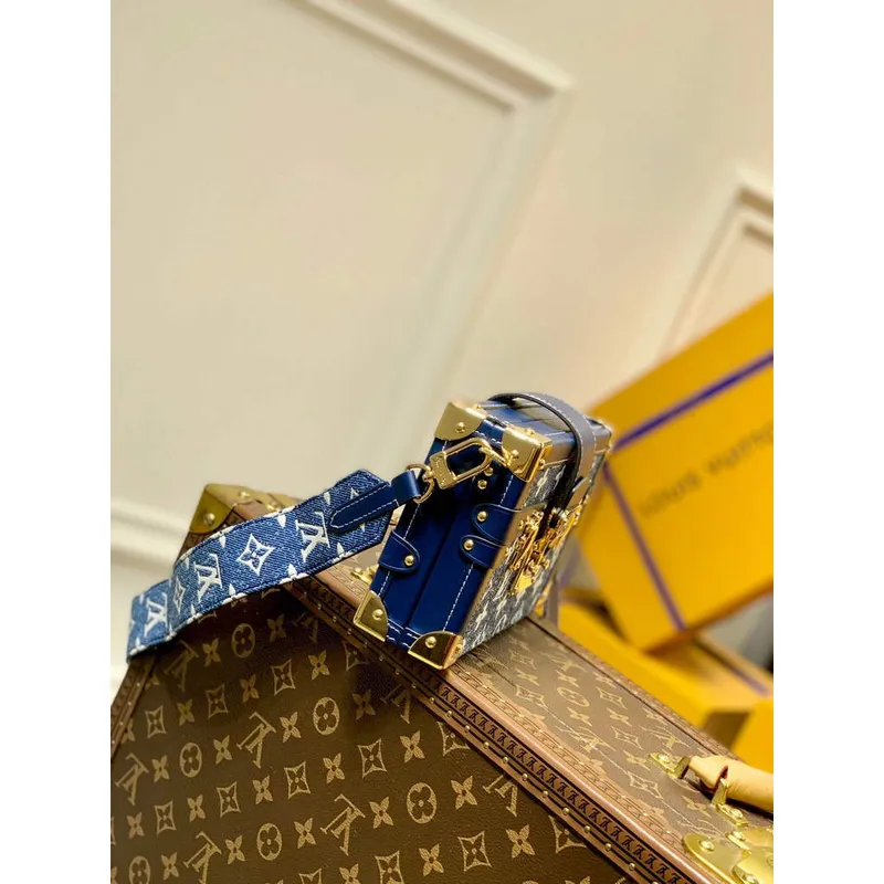 LV M59717 Louis Vuitton Petite Malle Denim Bag Blue