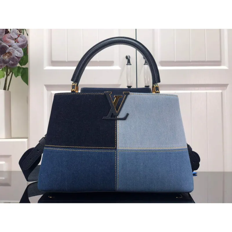 LV M48865 Louis Vuitton Capucines MM Handbag Blue