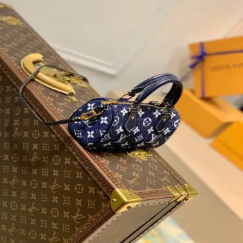 LV M81168 Louis Vuitton Nano Speedy Denim Leather Bag