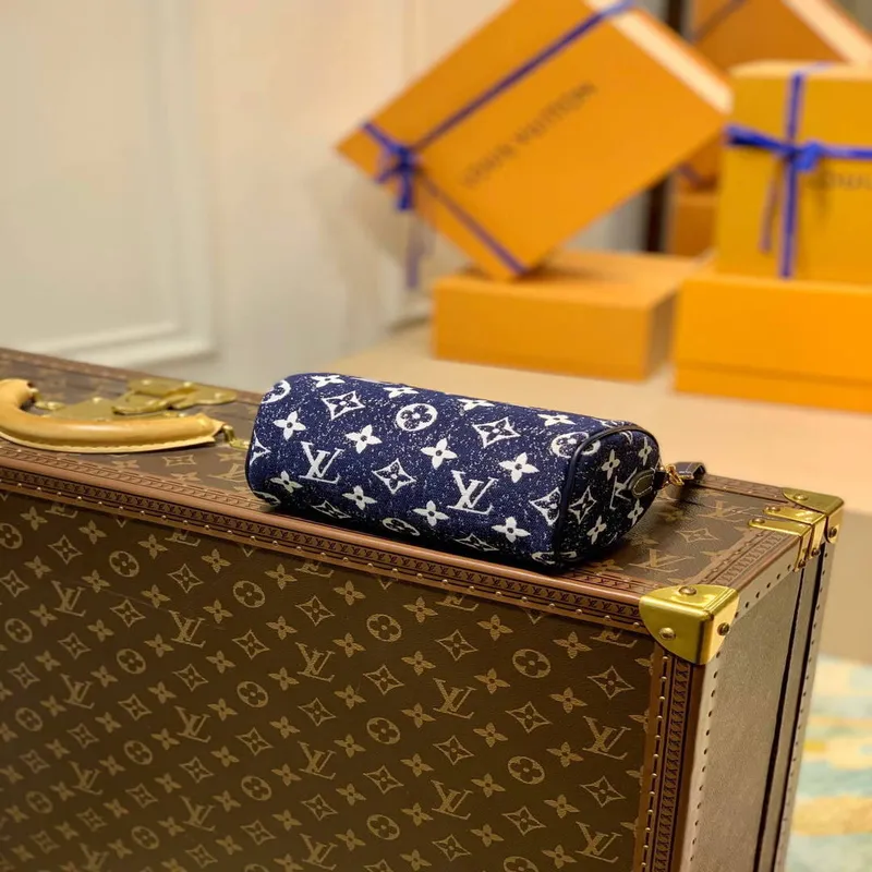 LV M81168 Louis Vuitton Nano Speedy Denim Leather Bag