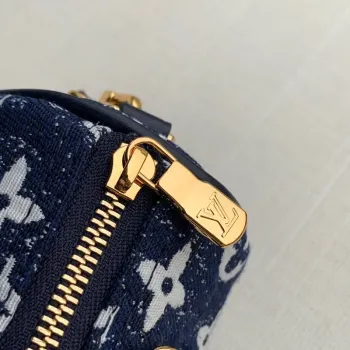 LV M81168 Louis Vuitton Nano Speedy Denim Leather Bag