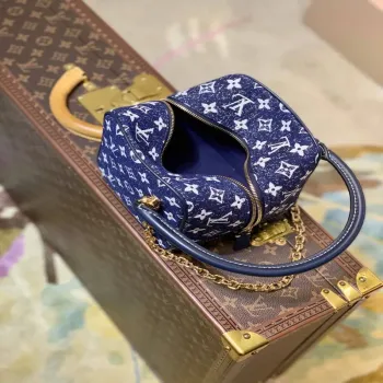 LV M59611 Louis Vuitton Square Denim Leather Bag