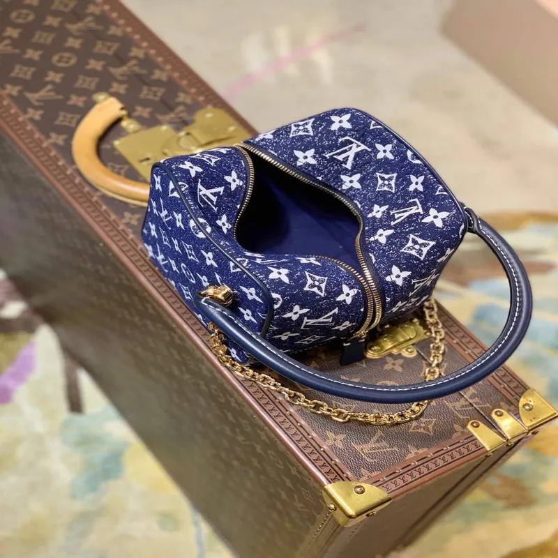 LV M59611 Louis Vuitton Square Denim Leather Bag