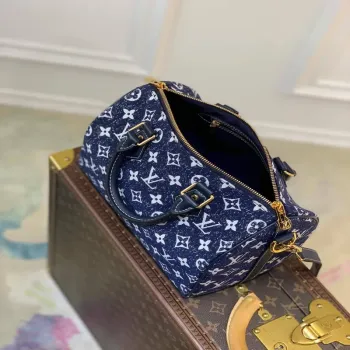 LV M59609 Louis Vuitton Speedy Bandouliere 25 Denim Leather Bag