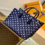 LV M59608 Louis Vuitton Onthego MM Denim Leather Bag