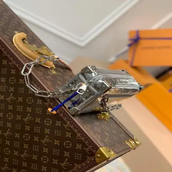 LV M68906 Louis Vuitton Mini Soft Trunk Bag Patent Silver