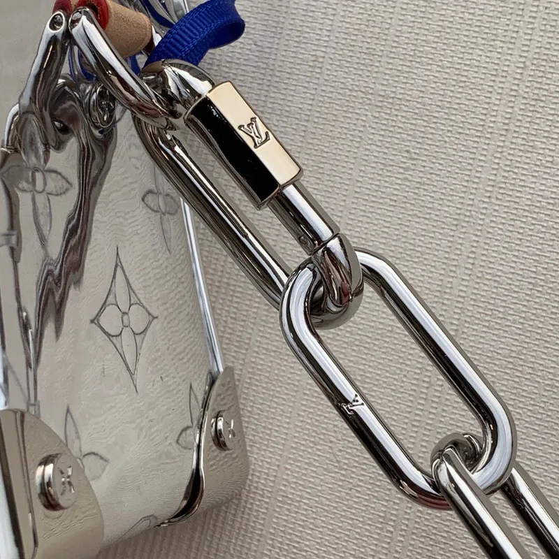 LV M68906 Louis Vuitton Mini Soft Trunk Bag Patent Silver