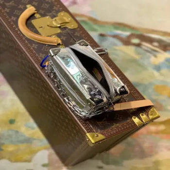 LV M68906 Louis Vuitton Mini Soft Trunk Bag Patent Silver